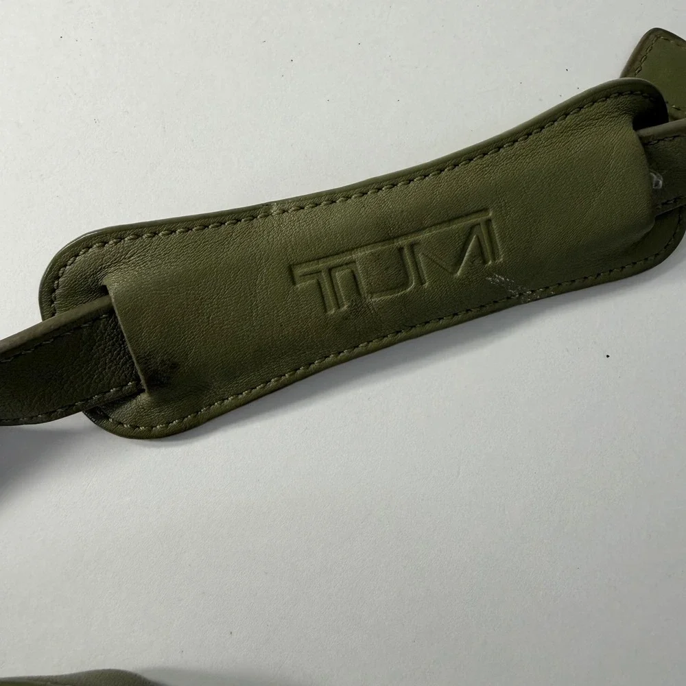 Tumi Olive Green Nylon Laptop Briefcase Messenger Bag Gold Hardware